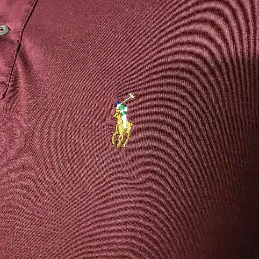 Polo Ralph Lauren Polo Shirt Mens L Pima Soft Touch LongSleeve Burgundy Classic